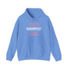 Blue "Being a Grandma" hooded sweatshirt with playful message, cozy kangaroo pocket, and adjustable drawstring for comfort.