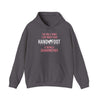 Gray 'Being a Grandmother' hooded sweatshirt with playful message, kangaroo pocket, and drawstring hood, perfect for casual outings.
