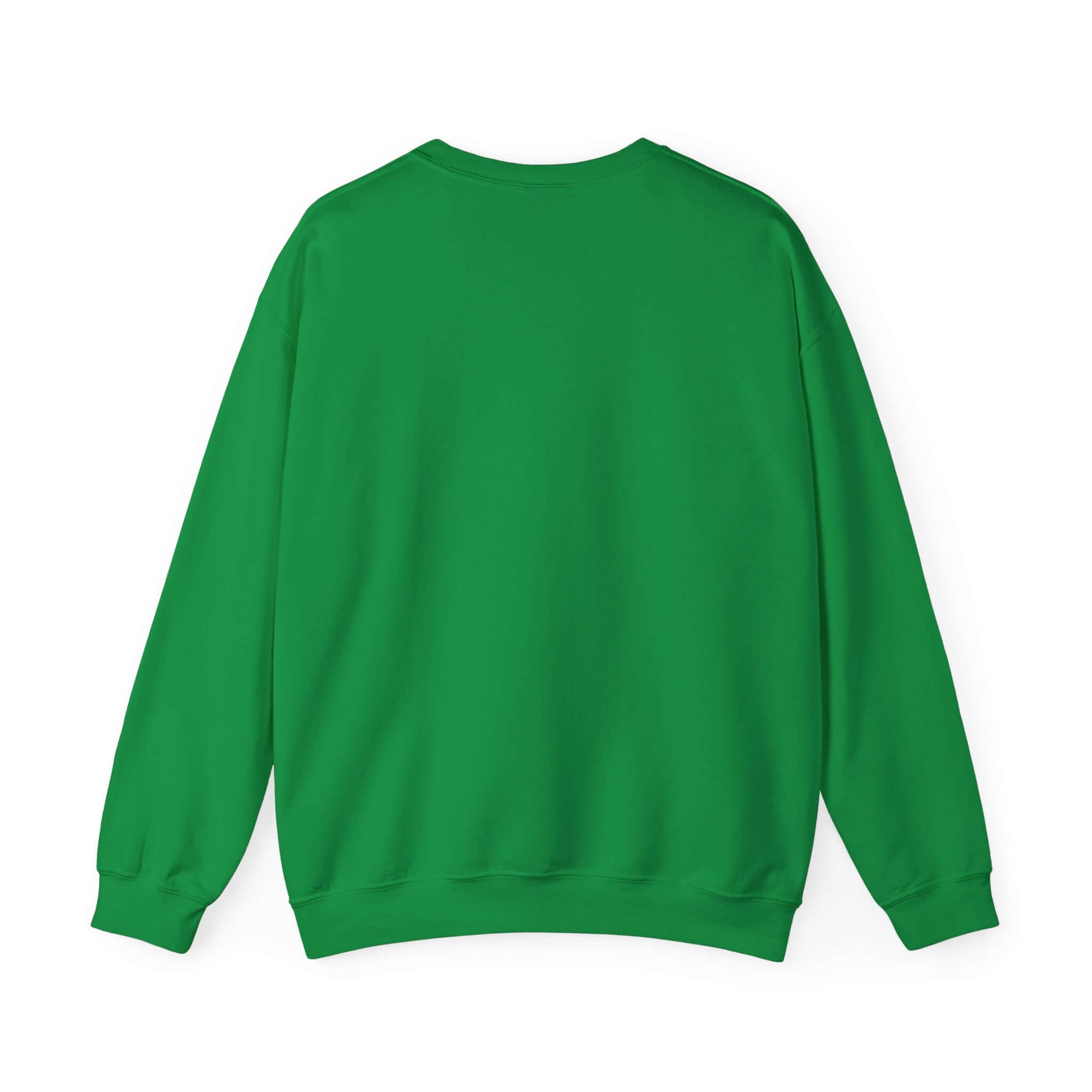 Back view of green Being a Mom unisex heavy blend crewneck sweatshirt, cozy 50% cotton, 50% polyester.
