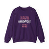 Purple "Being a Mother" unisex heavy blend crewneck sweatshirt with text print, perfect gift for mothers, cozy and sustainable fashion.