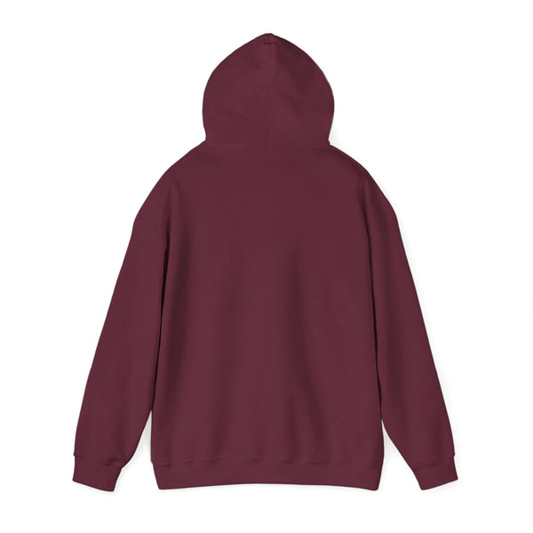 Back view of maroon "Being a Pop Pop" hooded sweatshirt showcasing its cozy design and warm texture.