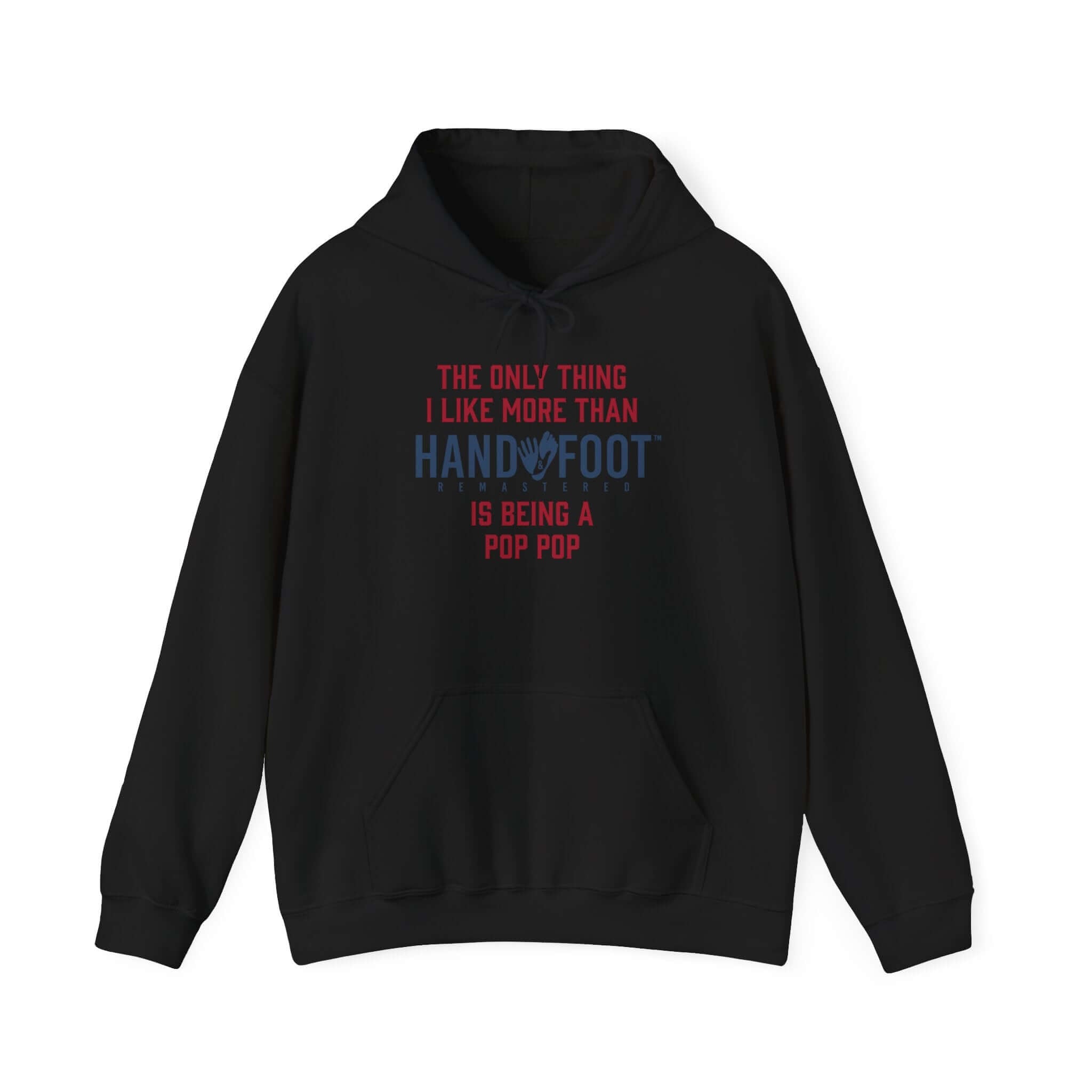 Black hooded sweatshirt with text