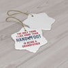 Star-shaped ceramic ornament with 'Being a Grandfather' message, glossy finish, gold-toned string.