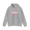 Gray hooded sweatshirt with a playful grandmother quote, featuring a kangaroo pocket and adjustable drawstring. Cozy and stylish.