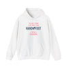 White hooded sweatshirt with playful grandma message and kangaroo pocket, perfect for cozy comfort and casual outings.