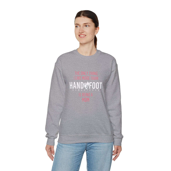 Unisex Heavy Blend Crewneck Sweatshirt for Moms in Gray, perfect for comfort and style.