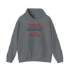 Gray hooded sweatshirt with 'Being a Grandfather' text, featuring kangaroo pocket and adjustable hood for comfort and style.