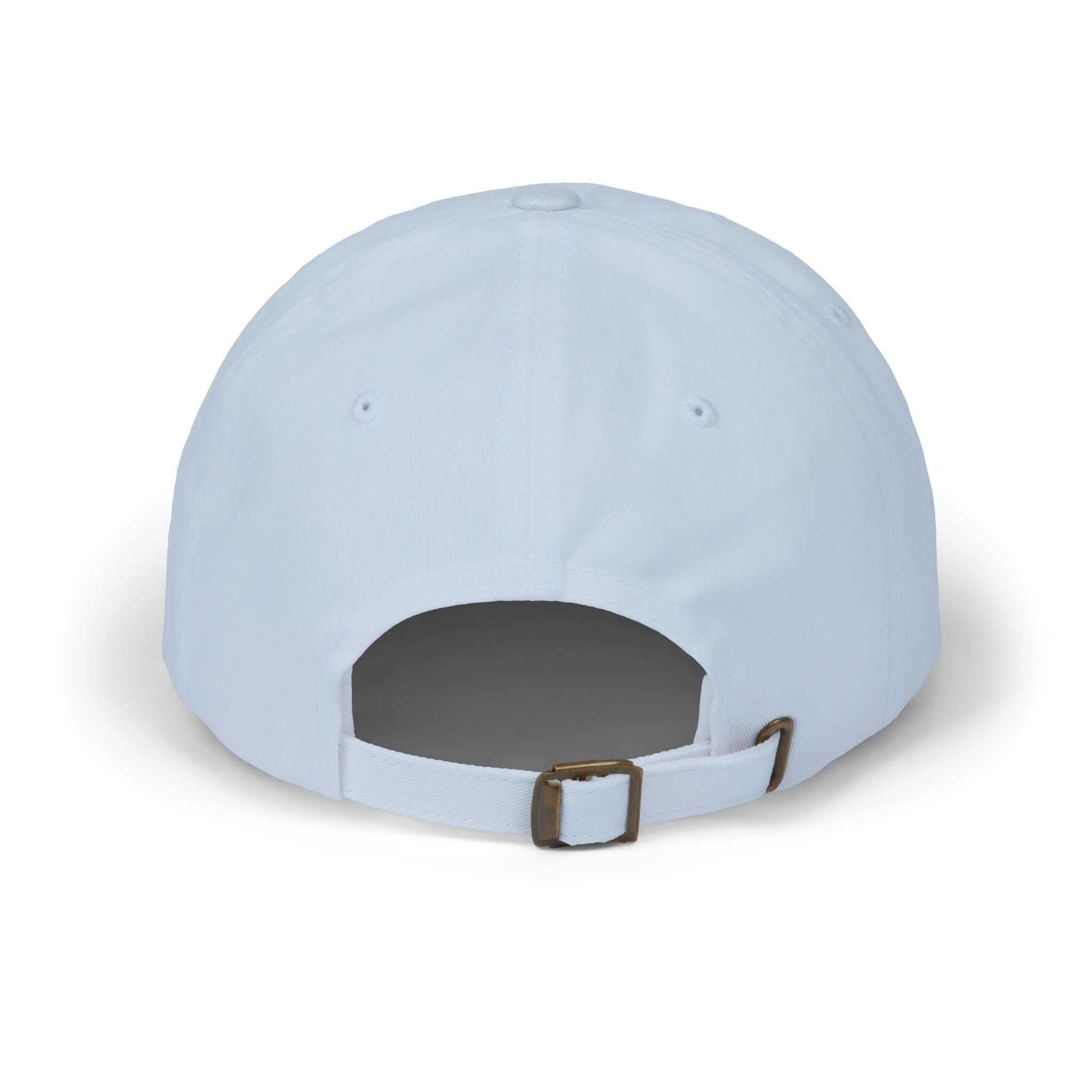 Back view of light blue World's Greatest Player Classic Dad Cap with adjustable strap.