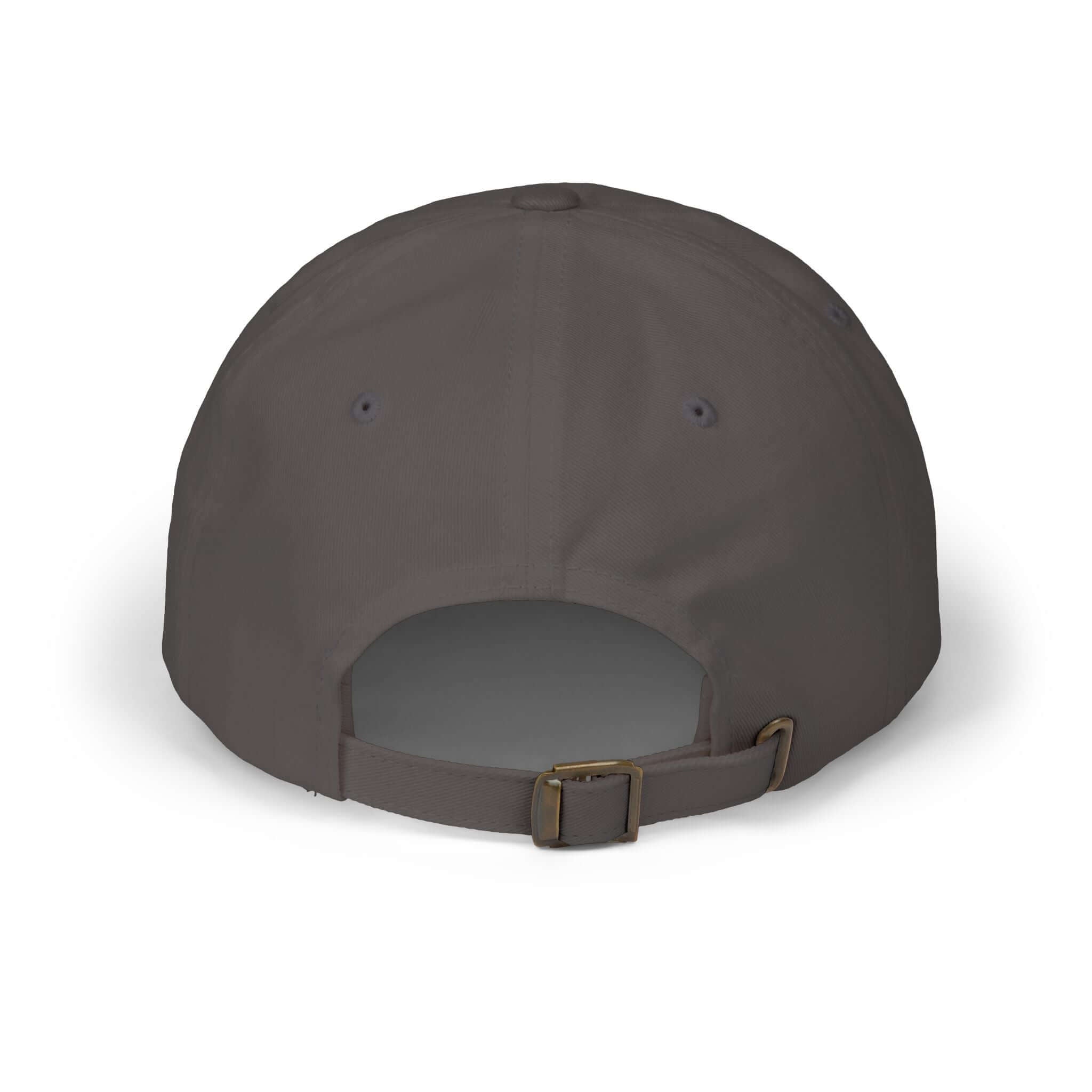 Back view of World's Greatest Player Classic Dad Cap in dark gray, showcasing adjustable strap and unstructured design for comfort.
