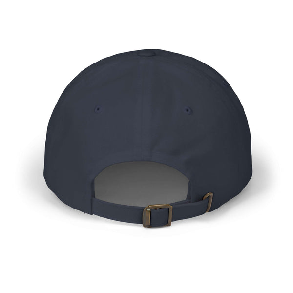 Back view of World's Greatest Player Classic Dad Cap with adjustable strap and unstructured design in navy blue.