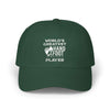 Green dad cap with 'World's Greatest Hand & Foot Player' text, perfect for casual style and comfort.