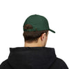Back view of person wearing green World's Greatest Player Classic Dad Cap with adjustable strap and casual style.