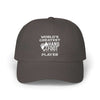 alt_tag: Classic Dad Cap with 'World's Greatest Hand & Foot Player' design, unstructured body, low profile, ideal for casual style.