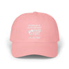 Pink dad cap with 'World's Greatest Hand Foot Player' embroidery, casual and stylish with a relaxed fit.