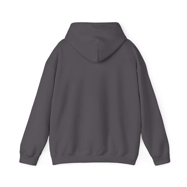 Back view of dark gray World's Greatest Player Hooded Sweatshirt showing hood and comfortable design.