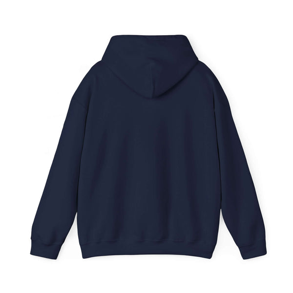 Back view of World's Greatest Player navy hooded sweatshirt with kangaroo pouch and drawstring hood.