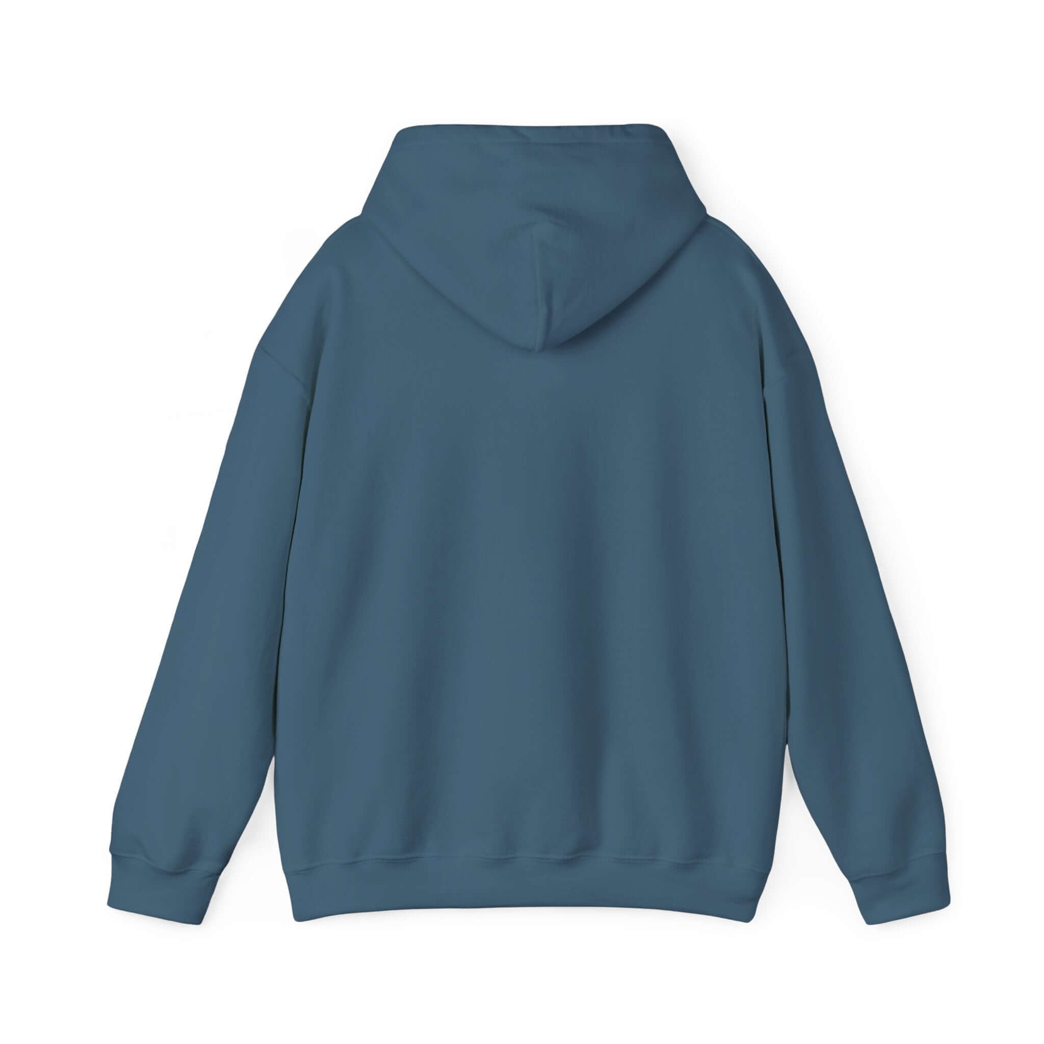 Back view of a blue World's Greatest Player Hooded Sweatshirt showcasing the adjustable drawstring hood and cozy design ideal for casual wear.