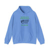 Light blue hooded sweatshirt with 'World's Greatest Hand & Foot Player' text, featuring drawstring hood and kangaroo pouch pocket.