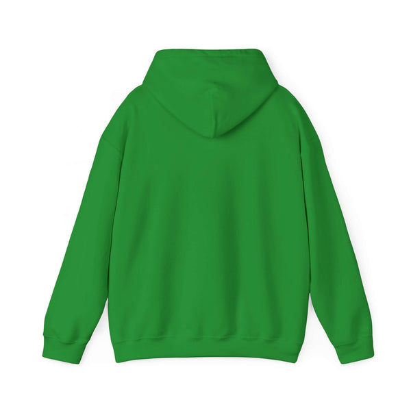 Back view of green World's Greatest Player Hooded Sweatshirt with kangaroo pocket and adjustable drawstring.