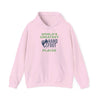 Pink hooded sweatshirt with 'World's Greatest Hand & Foot Player' graphic, featuring kangaroo pocket and adjustable drawstring hood.