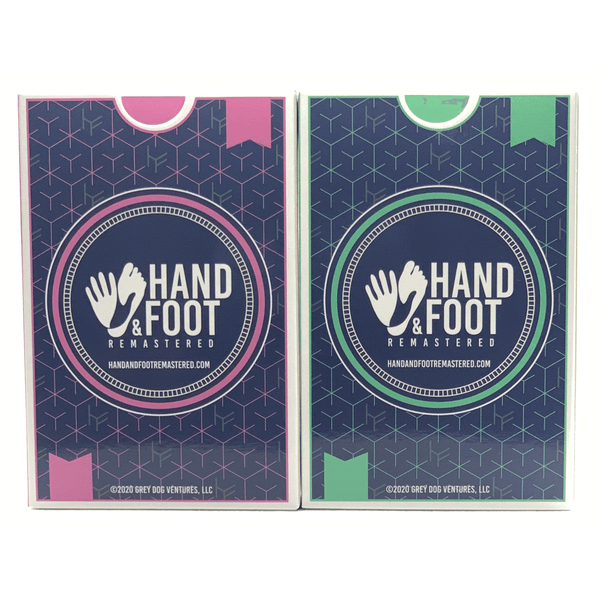 Hand & Foot Remastered Expansion Packs with original card finish, includes two decks for up to 8 players.