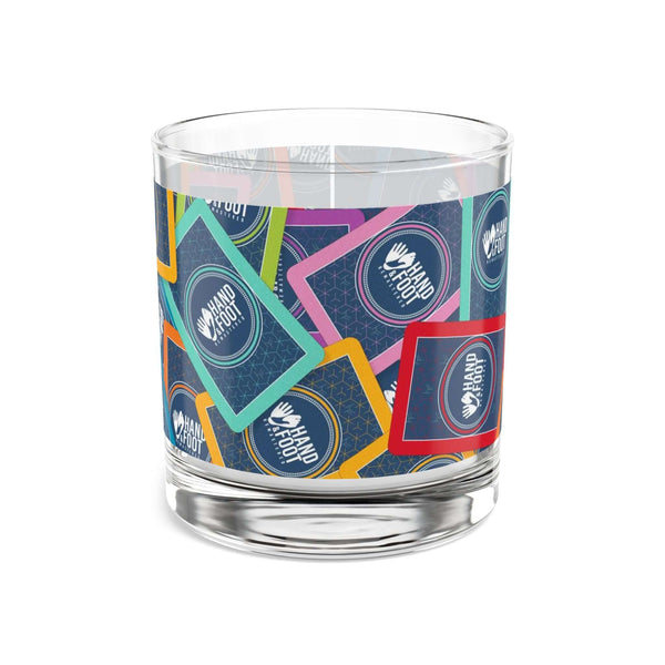 10oz Hand & Foot Remastered Rocks Glass with vibrant wraparound print, perfect for whiskey, cocktails, or iced tea.