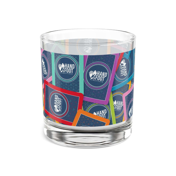 10oz Hand & Foot Remastered Rocks Glass with vibrant wraparound prints, perfect for whiskey, cocktails, or iced tea, enhancing any occasion.