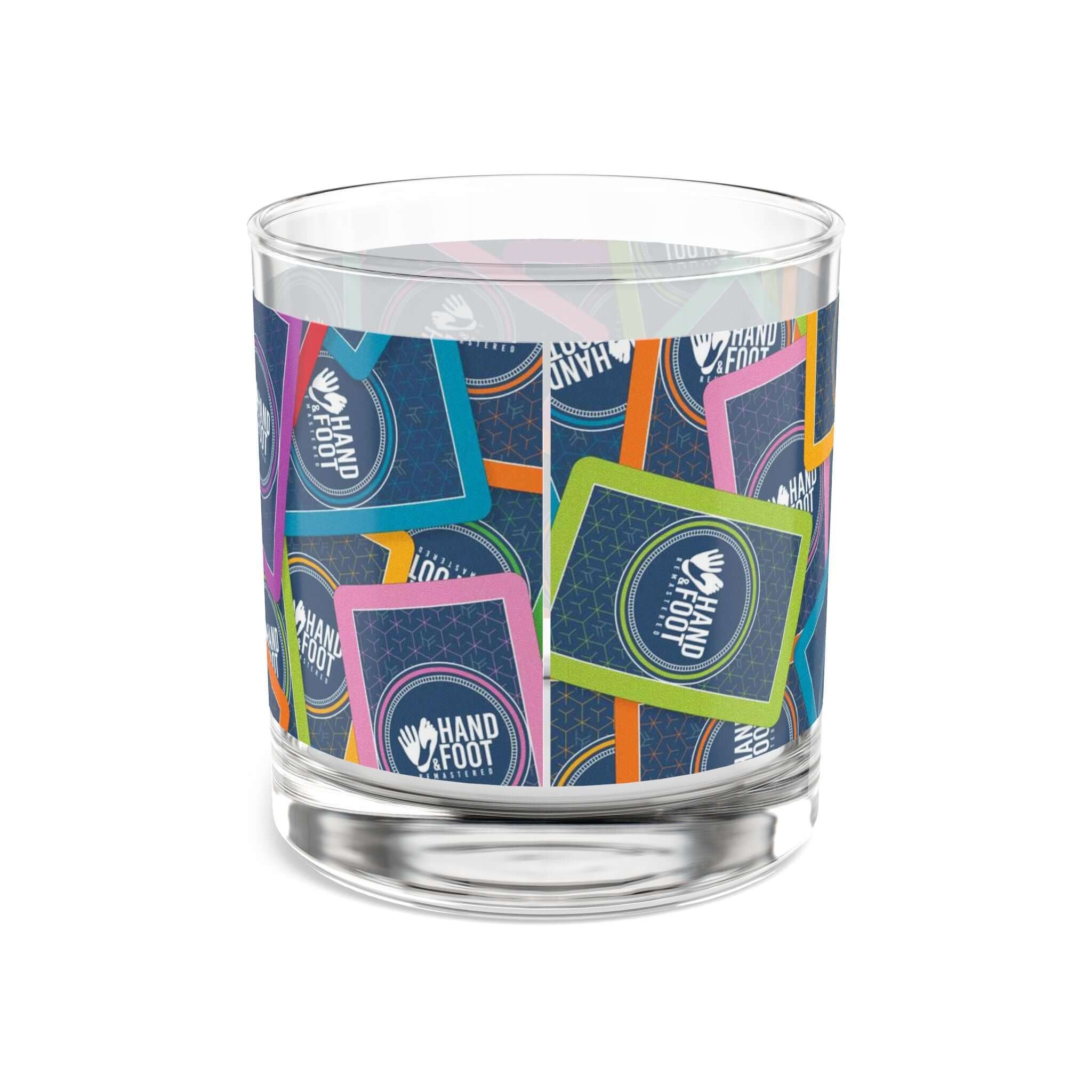 10oz Hand & Foot Remastered Rocks Glass with vibrant wraparound prints, ideal for whiskey and cocktails, elevates any occasion.