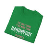 Green "Being a Mother" T-shirt with printed "Hand and Foot" graphic message, ideal Mother's Day gift, made from softstyle cotton.