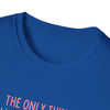 Blue 'Being a Mother' Softstyle T-Shirt with pink lettering, featuring a comfortable round neckline, ideal for everyday wear.