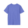 Back view of blue Being a Mother Softstyle T-Shirt made from 100% ring-spun cotton for comfort and elegance.