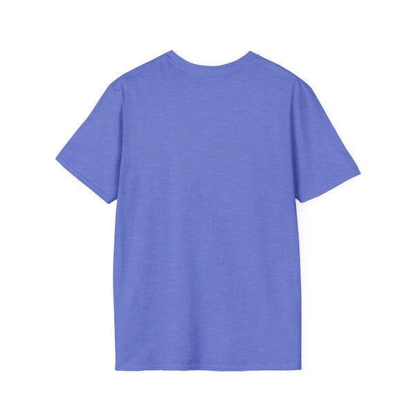 Back view of blue Being a Mother Softstyle T-Shirt made from 100% ring-spun cotton for comfort and elegance.