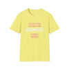 Yellow "Being a Mother" T-shirt featuring hand and foot design, perfect gift for mothers in softstyle ring-spun cotton.