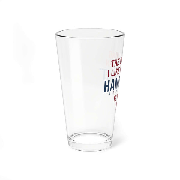 16oz pint glass featuring 'The only thing I like more than Hand & Foot Remastered is' text, dishwasher safe, made to order.