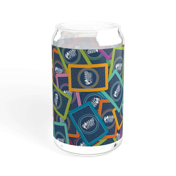 16oz Hand & Foot Remastered Sipper Glass with vibrant colors, ideal for stylish beverage enjoyment at home or gatherings.