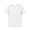 Back view of a white unisex softstyle t-shirt, perfect gift for mothers, made from 100% ring-spun cotton offering comfort and elegance.
