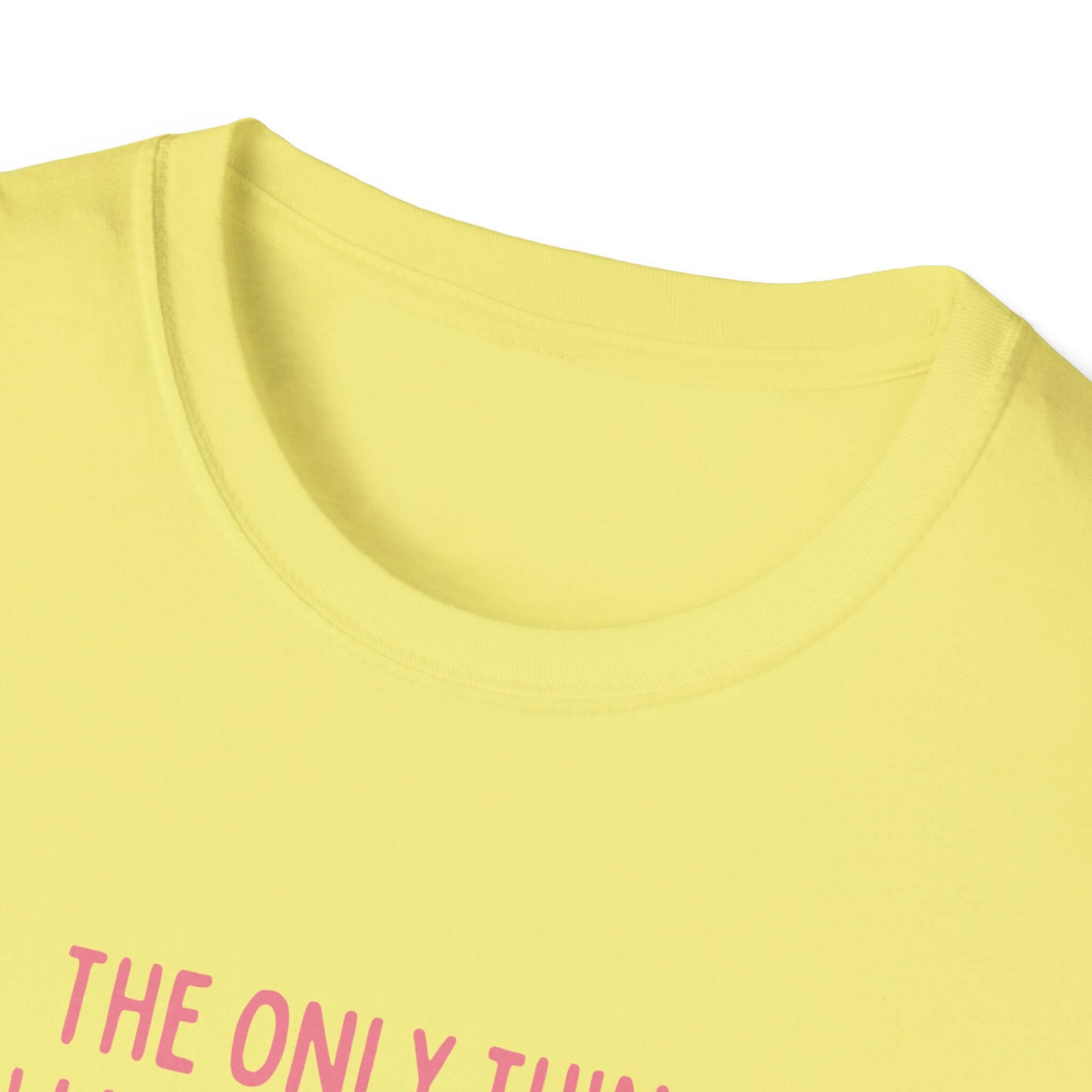 Yellow softstyle T-shirt with pink text for mothers, made from 100% ring-spun cotton, offering comfort and elegance.