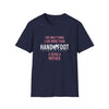 Being a Mother Softstyle T-Shirt in navy with Motherhood and Hand Foot printed design.