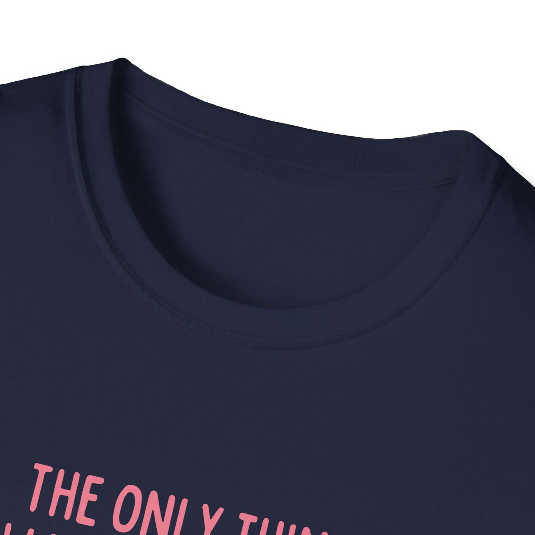 Being a Mother Softstyle T-Shirt in navy with pink text; perfect gift for mothers, made from 100% ring-spun cotton for ultimate comfort.