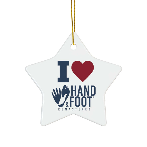 I Love Hand & Foot Ceramic Ornament, 3 Shapes