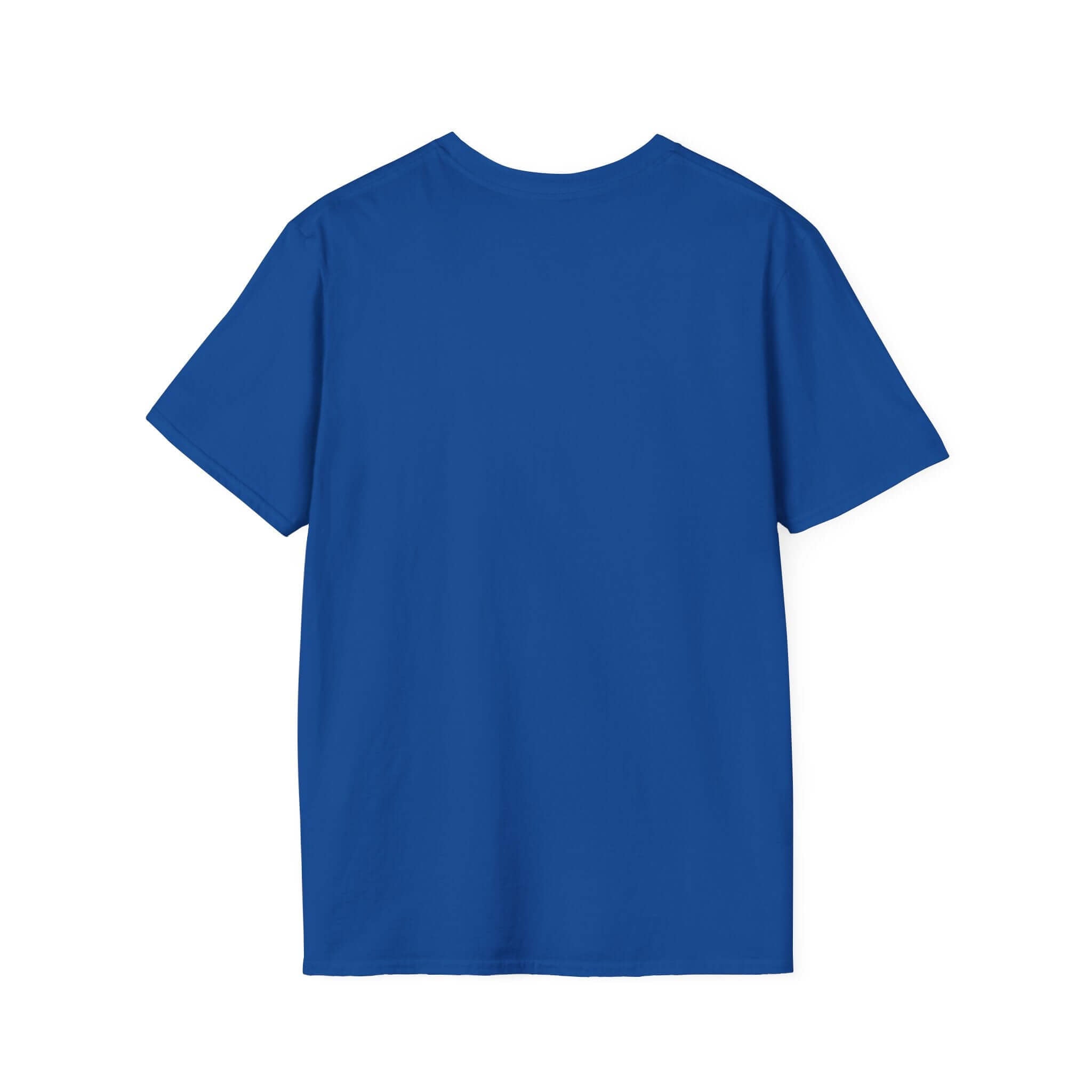 Back view of blue Being a Mother Softstyle T-Shirt showcasing simple elegant design and high-quality fabric.