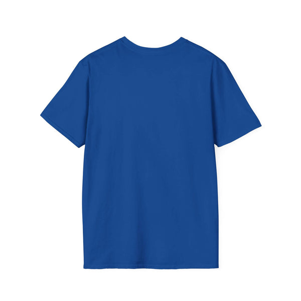 Back view of blue Being a Mother Softstyle T-Shirt showcasing simple elegant design and high-quality fabric.