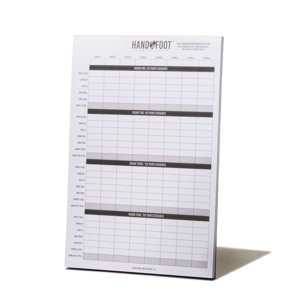 Hand & Foot Remastered 60 page scorepad with game tracking sections and clear layout for players.