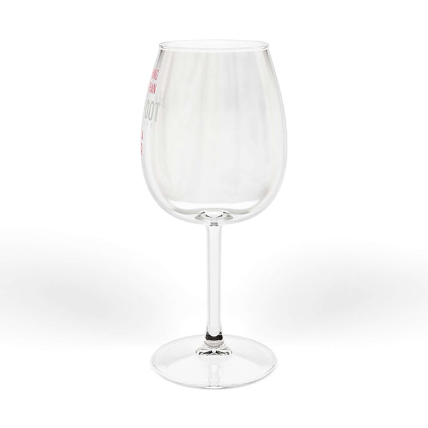 Being a Mother Hand & Foot wine glass with playful quote, perfect gift for moms, holds a generous amount of wine.