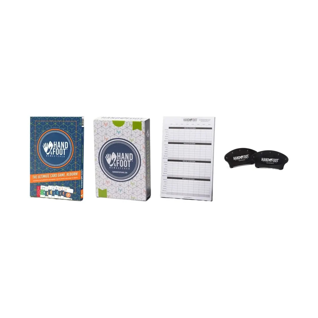 Complete Remastered Experience bundle with Hand & Foot Game Sets, Action Pack, 120 Page Scorepad, and Card Holder Sets for 8 players.