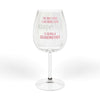 Being a Grandmother Hand & Foot wine glass with pink text, 12 oz capacity, elegant and glossy finish for game nights and wine lovers.
