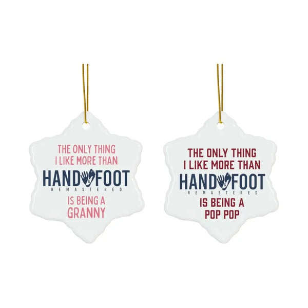 Being a Granny & Pop Pop ceramic ornaments in star shapes with quotes, perfect for grandparents.