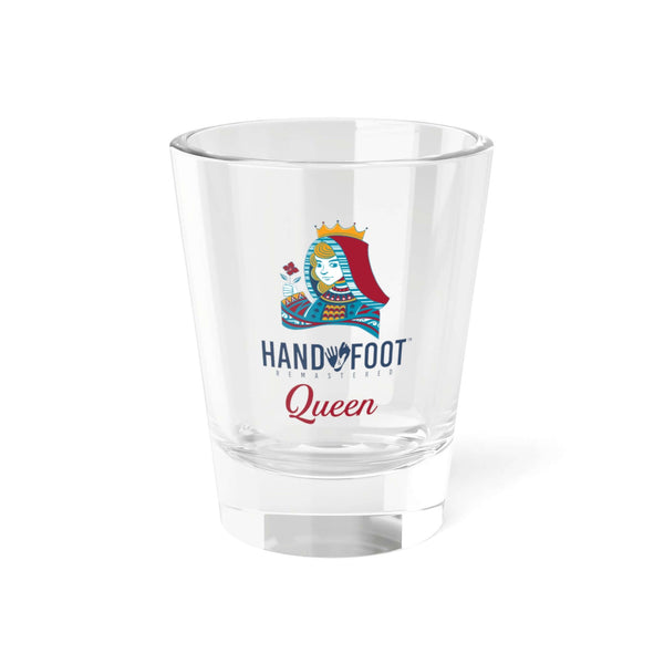 Hand & Foot Queen Shot Glass with vibrant queen design, perfect for parties and adding fun to any barware collection.