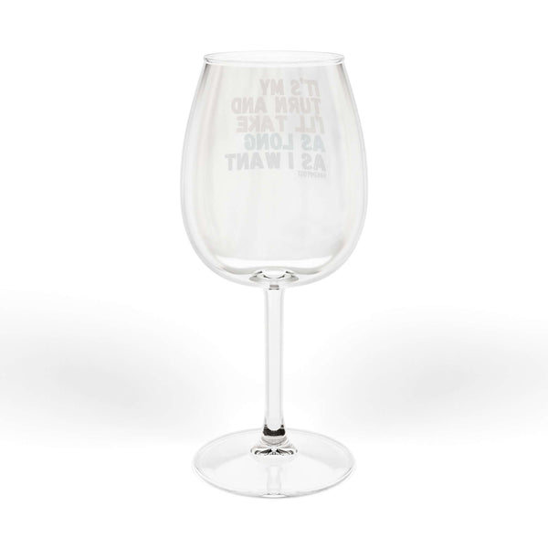 It's My Turn Hand & Foot wine glass, 12 oz, elegant design, chic glossy finish, perfect for wine and game pairing