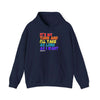 Vibrant 'It's My Turn' hooded sweatshirt with colorful text and kangaroo pocket, ideal for casual outings and chilly days.